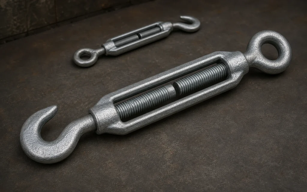 Galvanised turnbuckle for tensioning and rigging applications